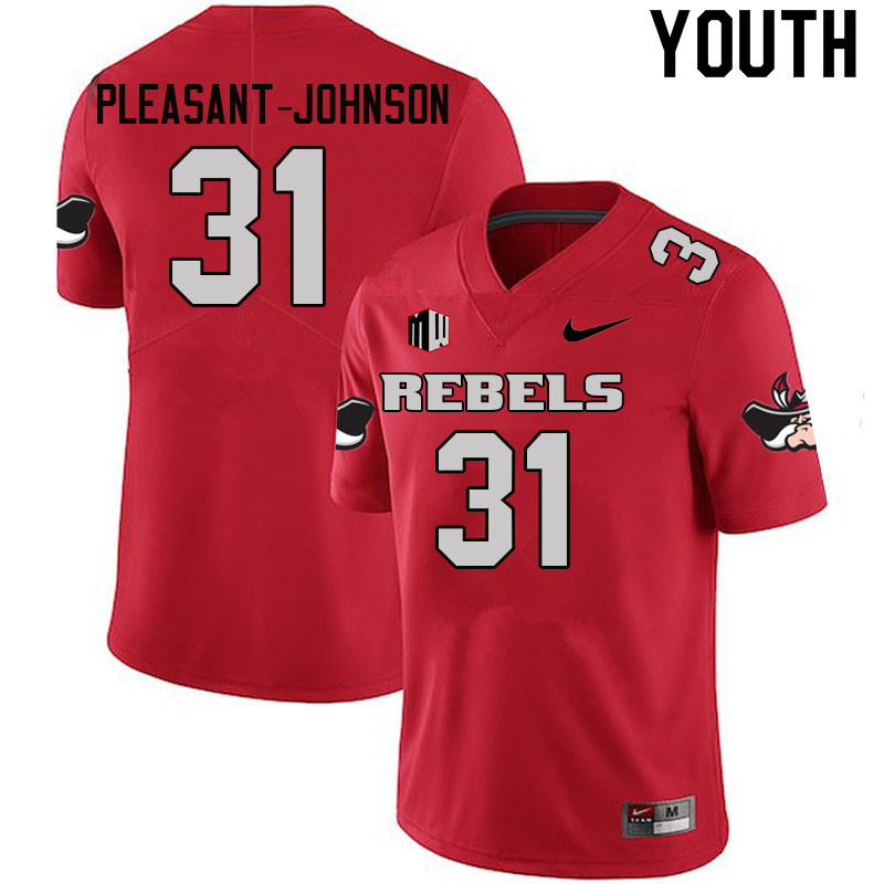Youth #31 Lacarea Pleasant-Johnson UNLV Rebels College Football Jerseys Sale-Scarlet - Click Image to Close